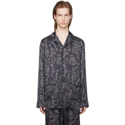 Black Barocco Pyjama Shirt 241653M218005