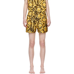 Black & Yellow Barocco Pyjama Shorts 241653M218008