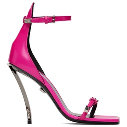 Pink Pin-Point Heeled Sandals 232404F125006