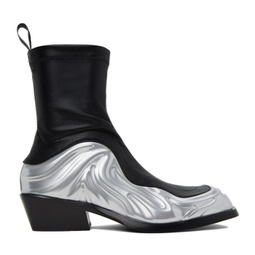 Black & Silver Solare Boots 232404M228001