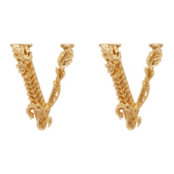 Gold Virtus Stud Earrings 241404F022004