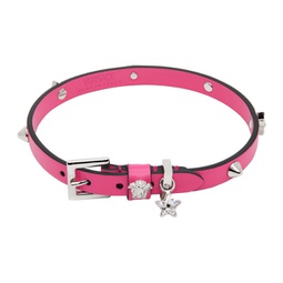 Pink Studded Leather Choker 231404F020026