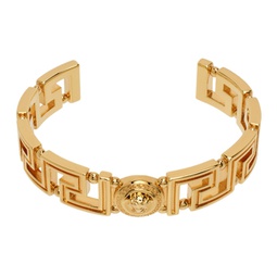 Gold Medusa Greca Cuff Bracelet 241404F020008