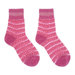 Pink Greca Sheer Socks 231404F076013