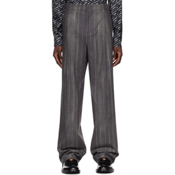Gray Pinstripe Trousers 222404M191003