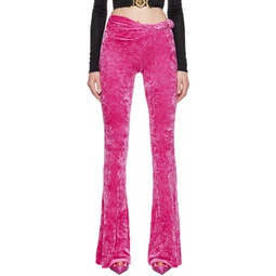 Pink Rolled Flared Lounge Pants 231404F086001