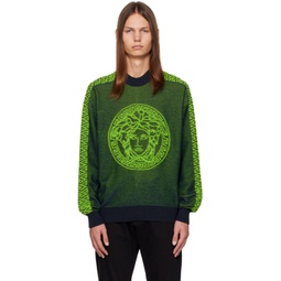 Green & Navy La Greca Medusa Sweater 232404M201007