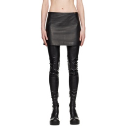 Black Medusa Leather Miniskirt 231404F090007