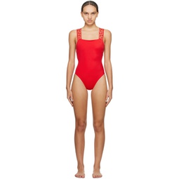 Red Greca Border Swimsuit 241653F103020