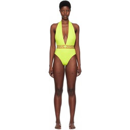 Yellow Greca One-Piece Swimsuit 241653F103027