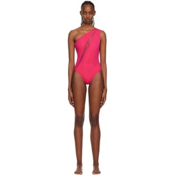 Pink Slashed One-Piece Swimsuit 231653F103026