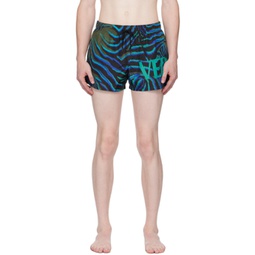 Blue Graphic Swim Shorts 232653M216009