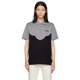 Gray & Black Embroidered Polo 232404M212007
