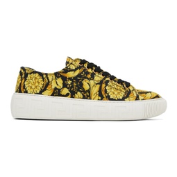 Yellow & Black Barocco Sneakers 231404M237022