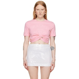 Pink Embroidered T-Shirt 241404F110004