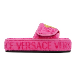 Pink Versace Allover Slippers 241653F121000