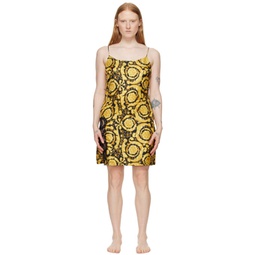 Black & Yellow Barocco Slip Dress 241653F079002