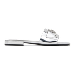 Silver Medusa Buckle Metallic Mules 241404F124011