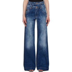 Indigo Wide Leg Jeans 241202F069011