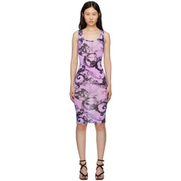 Purple Watercolour Couture Midi Dress 241202F054001