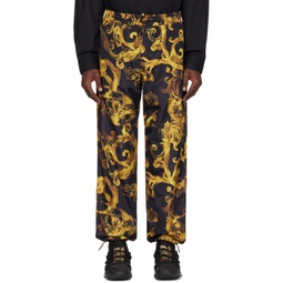 Black & Gold Watercolor Couture Trousers 241202M191013