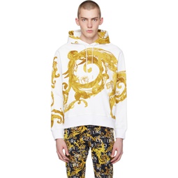 White & Gold Watercolor Couture Hoodie 241202M202028