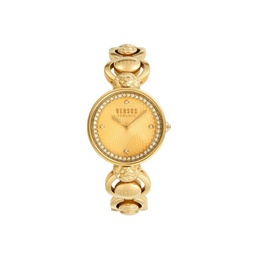 34MM Yellow Goldtone Stainless Steel & Crystal Jewelry Bracelet Watch