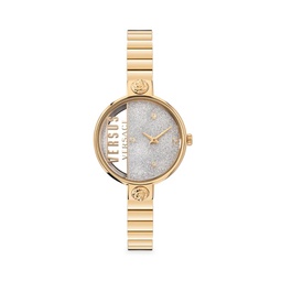34MM Rue De Noyez Glitter Goldplated Stainless Steel Bracelet Watch