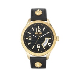 44MM Reale Goldtone Stainless Steel & Leather Strap Watch
