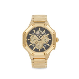 45MM IP Yellow Goldtone Bracelet Chronograph Watch
