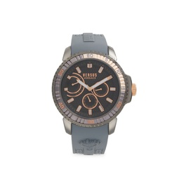 45MM IP Gunmetaltone Stainless Steel & Silicone Strap Chronograph Watch