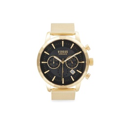 46MM Ion Plated Goldtone Stainless Steel Chronograph Watch