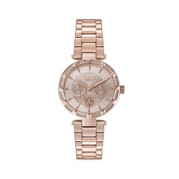 36MM Swarovski Crystal & Rose Goldtone Stainless Steel Bracelet Watch