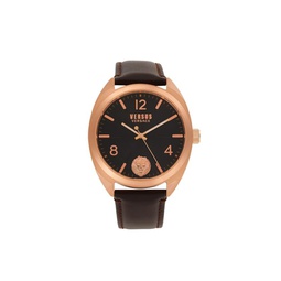 44MM IP Rose Gold Stainless Steel & Leather Strap Watch