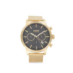 46MM Ion Plated Goldtone Stainless Steel Chronograph Watch