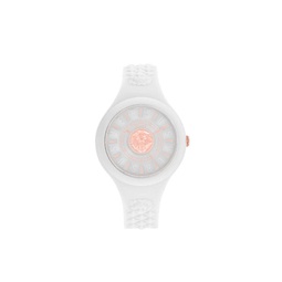 39MM Silicone & Stainless Steel Crystal-Studded Watch