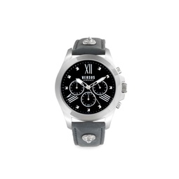 44MM Stainless Steel & Leather Chronograph Watch