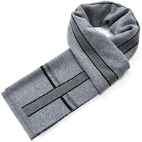 Villand Luxurious Mens Striped Merino Wool Scarf - Gift Box Wrapped Winter Soft Warm Thick Knitted Neckwear for Men
