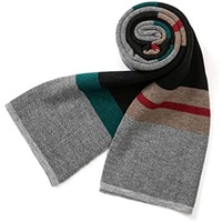 Villand Australian Merino Wool Tartan Knitted Scarf for Men, Plaid Winter Warm Thick Soft Neckwear with Gift Box