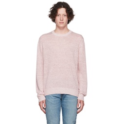 Pink Linen Crewneck Sweater 222875M201001