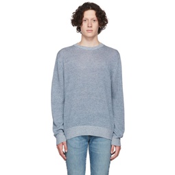 Blue Linen Crewneck Sweater 222875M201000
