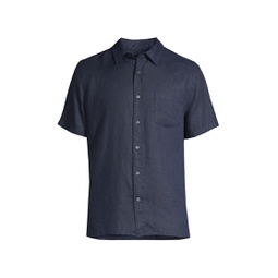 Linen Short-Sleeve Button-Up Shirt