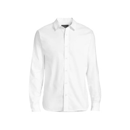 Stretch Button-Front Oxford Shirt