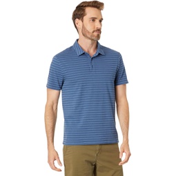 Vince Garment Dye Fleck Stripe Short Sleeve Polo