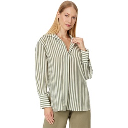 Womens Vince Coast Stripe Shaped Collar Pullover