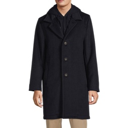 Hooded Wool Blend Overcoat