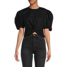 Puff Sleeve Twist Front Top