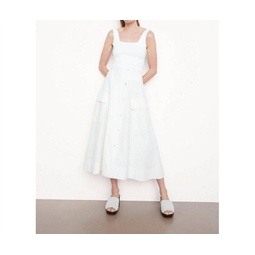 utility button front midi skirt in white