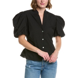 draped puff sleeve blouse