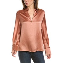 zipper silk blouse